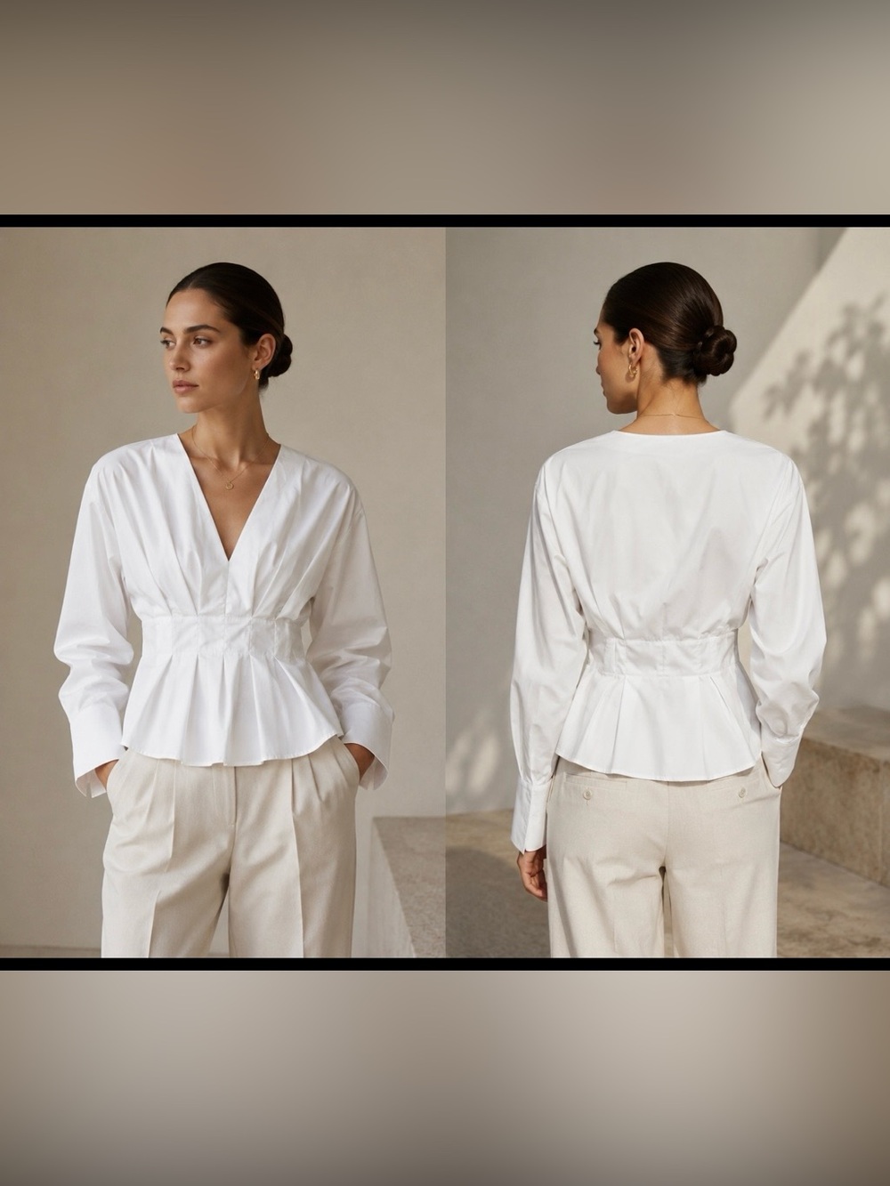 AEL White Structured Peplum Blouse – Size XS